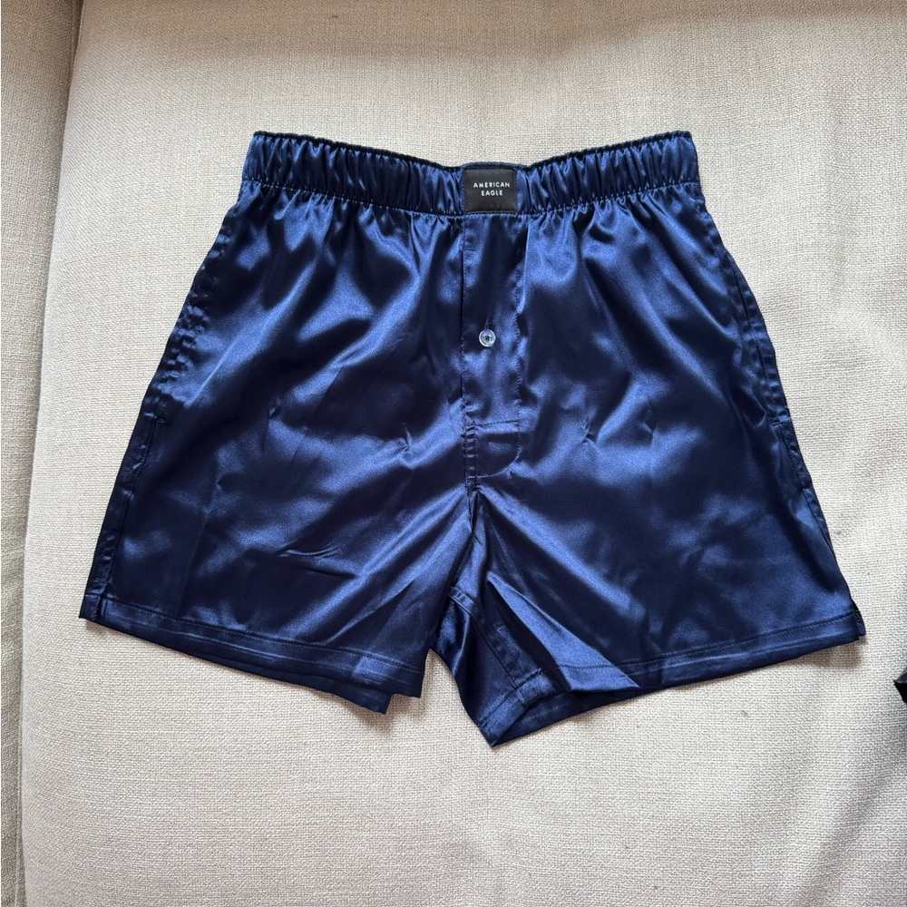 Navy Silk Boxer Shorts
